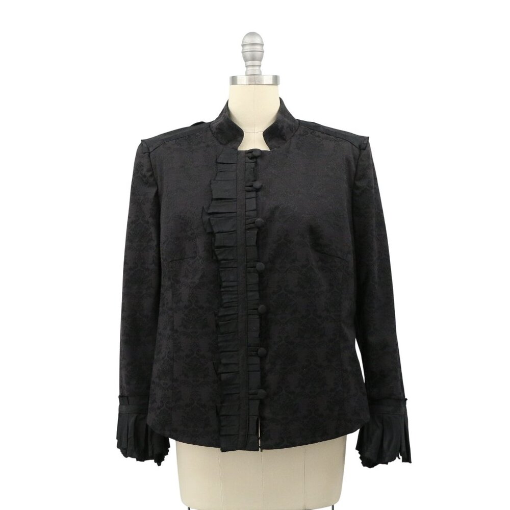 NWT Craig Signer Lined Floral Damask Raw Edge Taffeta Trim Evening Jacket